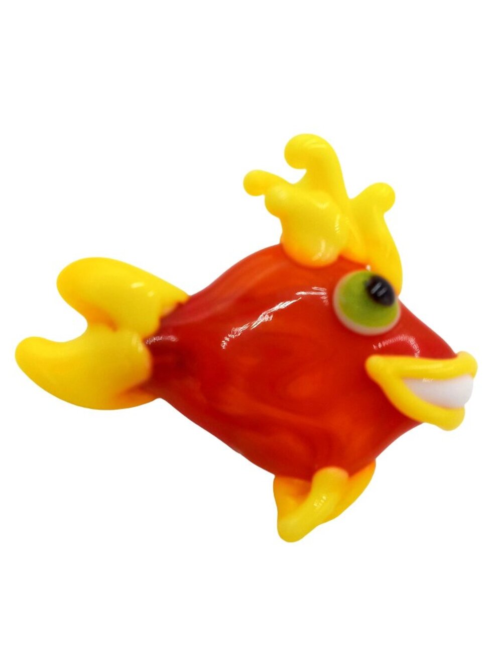 Fish Glass Art Brooch OOAK Orange Yellow Goldfish Summer Aquarium